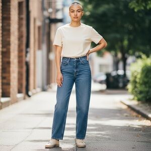 Zara Blue Straight Leg Women's Jeans size 8 medium wash